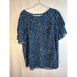 SHEIN Curve Polka Dot Blue And White Blouse Size 5X Preowned